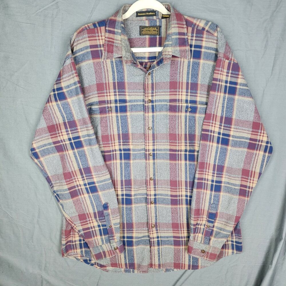 Eddie Bauer Men’s Button Down Flannel Shirt Size L Sonoma Heathers
